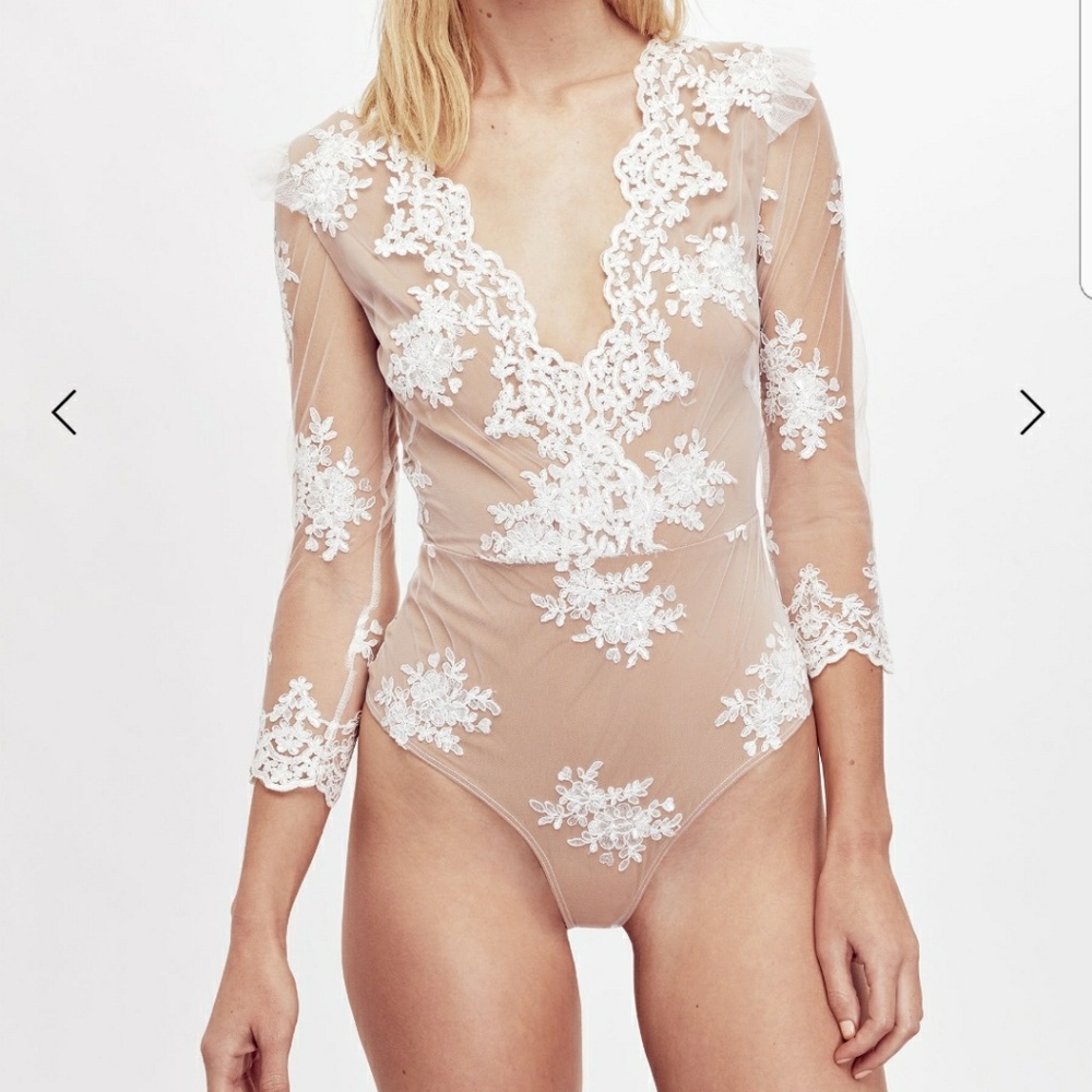 For Love and Lemons Skivvies Amber Bodysuit White
